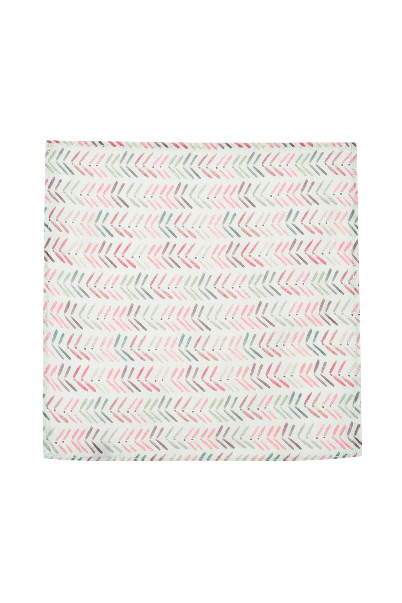 Printed Grn Pnk Muslin Pocket Square - MMPS007