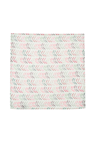 Printed Grn Pnk Muslin Pocket Square - MMPS007