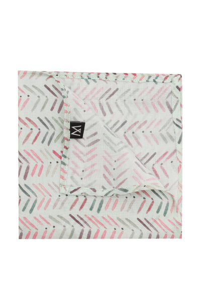 Printed Grn Pnk Muslin Pocket Square - MMPS007