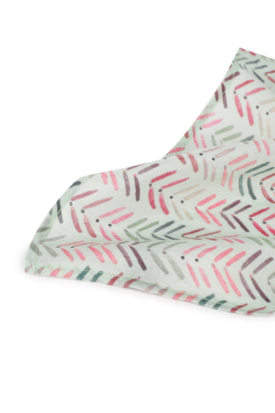 Printed Grn Pnk Muslin Pocket Square - MMPS007