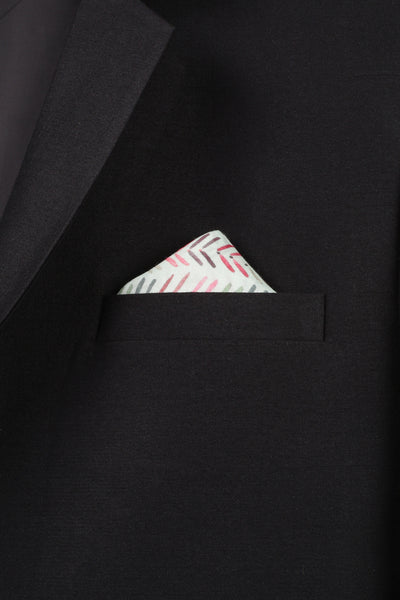 Printed Grn Pnk Muslin Pocket Square - MMPS007