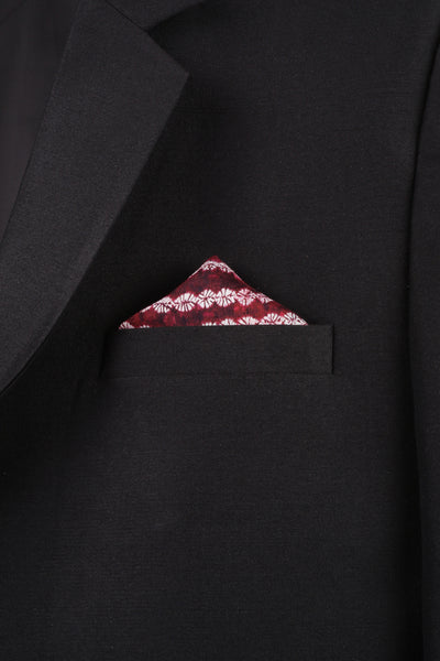 Printed Red Muslin Pocket Square - MMPS009