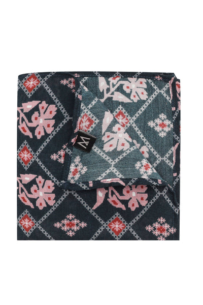 Printed Blue Muslin Pocket Square - MMPS010