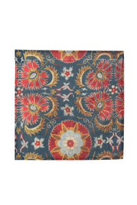 Printed Red Teal Muslin Pocket Square - MMPS012