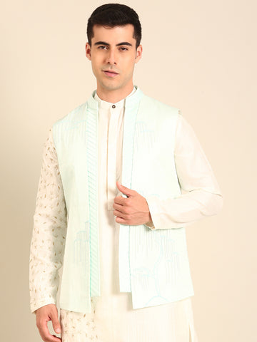 Blue Bemberg Silk Short Open Jacket  - MMSOJ024