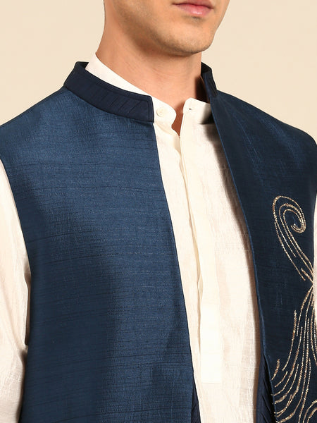 Blue Bemberg Silk Short Open Jacket  - MMSOJ025