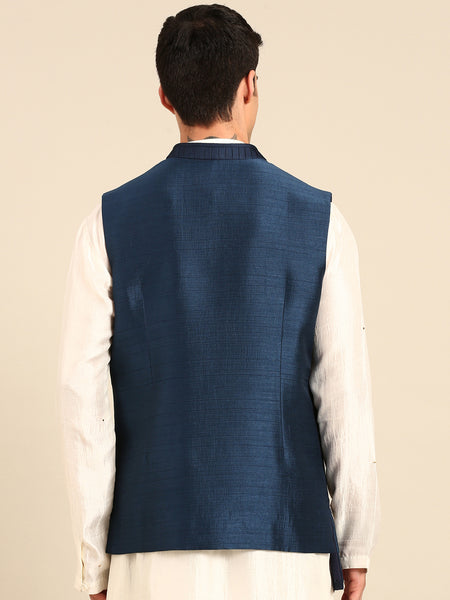 Blue Bemberg Silk Short Open Jacket  - MMSOJ025