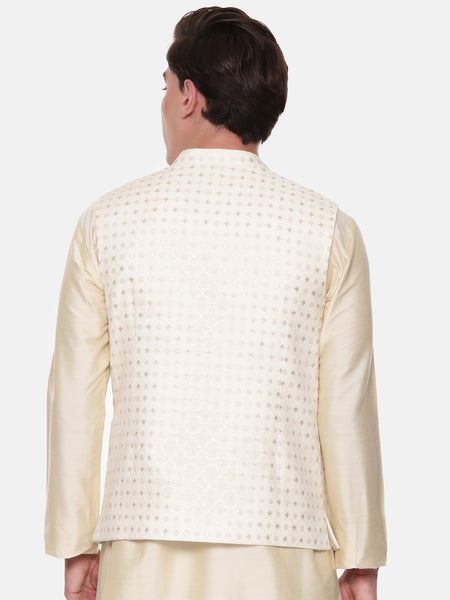 Ivory Gold Embroidered Jacket - MMWC0222