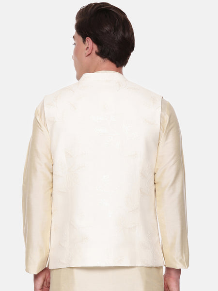 Ivory Chanderi Embroidered Jacket - MMWC0223