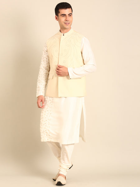 Pista Green Silk Cotton Nehru Jacket  -  MMWC0239