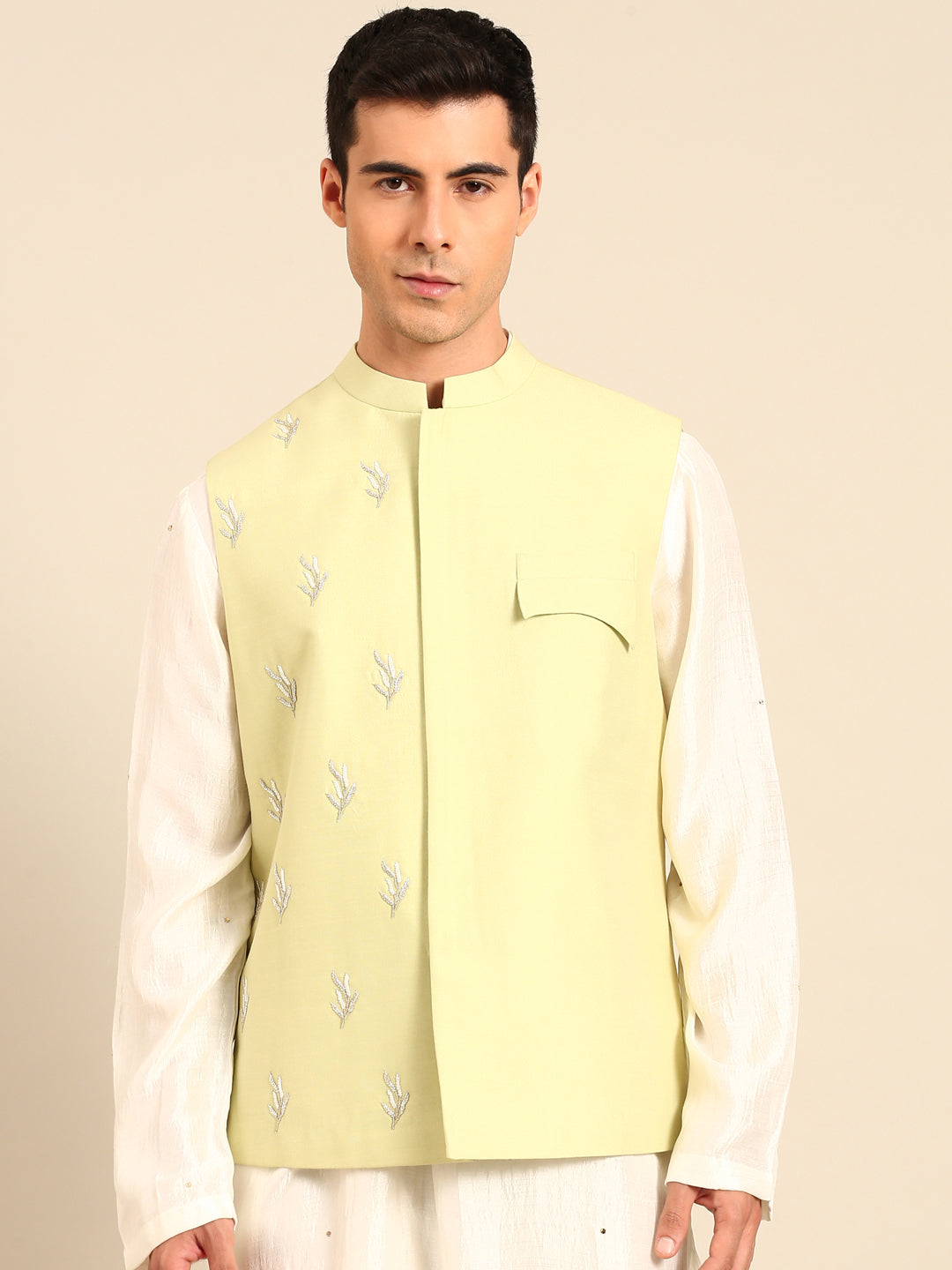Lirel Green Silk Cotton Modi Jacket -  MMWC0241