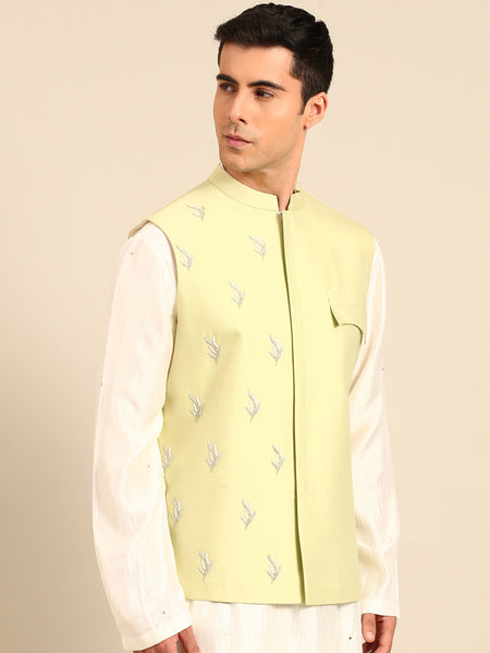 Lirel Green Silk Cotton Modi Jacket -  MMWC0241