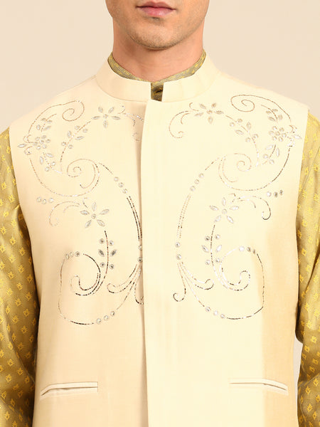 Beige Silk Cotton Modi Jacket - MMWC0243