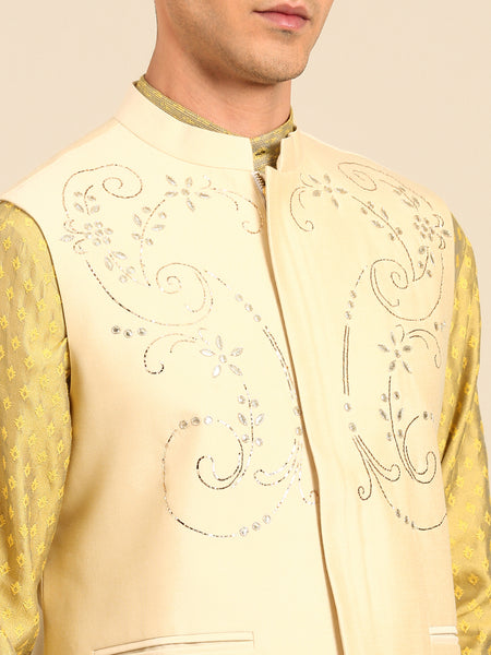 Beige Silk Cotton Modi Jacket - MMWC0243