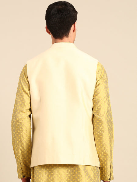 Beige Silk Cotton Modi Jacket - MMWC0243