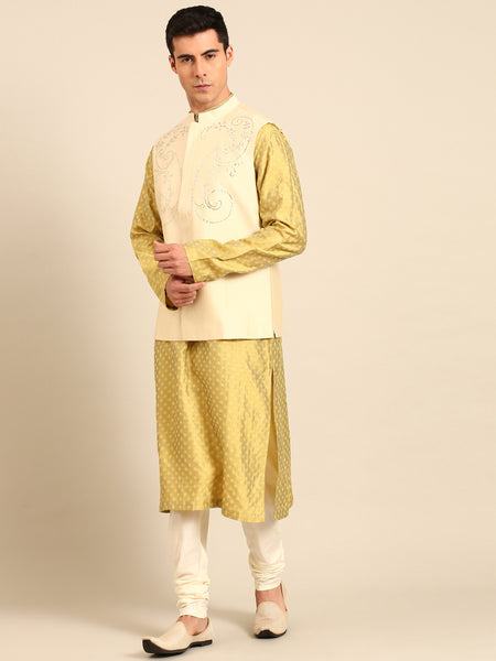 Beige Silk Cotton Modi Jacket - MMWC0243