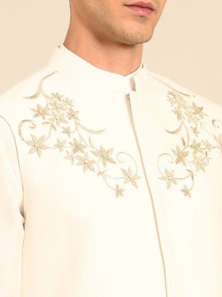 Ivory Silk Cotton Modi Jacket - MMWC0244