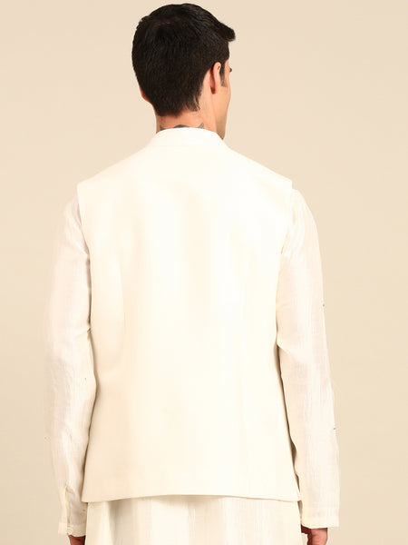 Ivory Silk Cotton Modi Jacket - MMWC0244