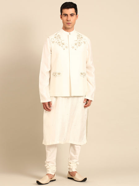 Ivory Silk Cotton Modi Jacket - MMWC0244