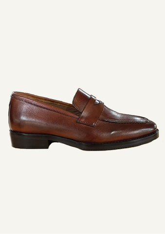 Brown Full Grain Leather Slip-on shoes for Men