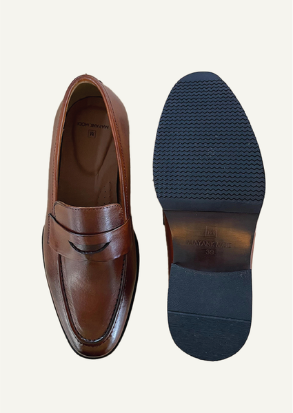 Brown Full Grain Leather Slip-on shoes for Men