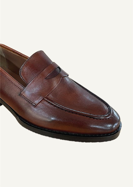 Brown Full Grain Leather Slip-on shoes for Men