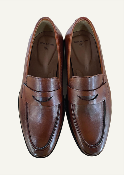 Brown Full Grain Leather Slip-on shoes for Men