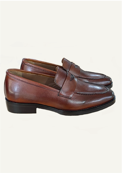 Brown Full Grain Leather Slip-on shoes for Men