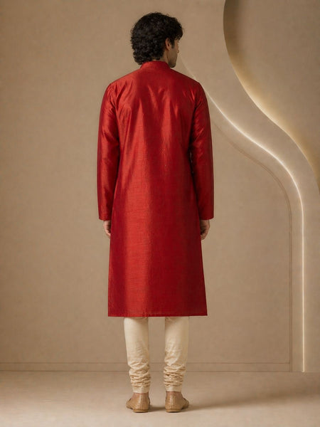 Rust Orange Bemberg Silk Kurta - MMK0659