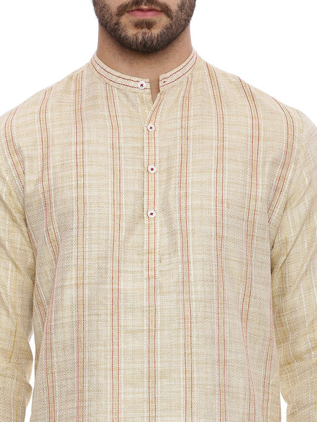 Beige Self weave Kurta Set - MMK0123