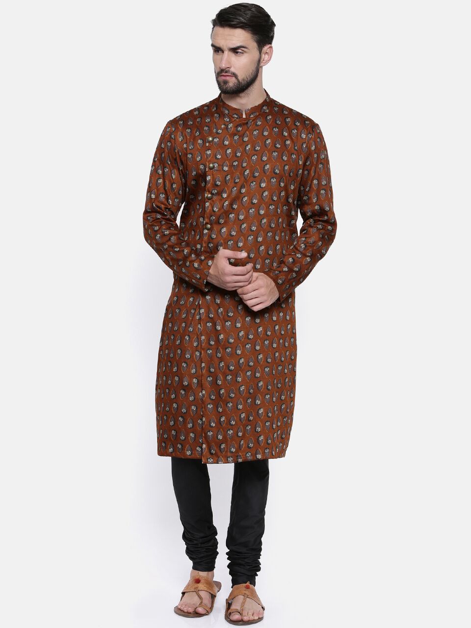 Rust Hand Block Print Kurta - MMK0155