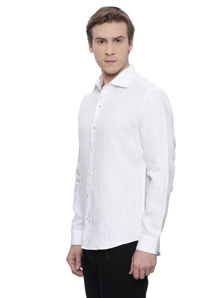 White Detail Linen Shirt - MM0639