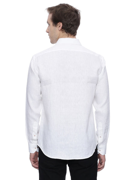 White Detail Linen Shirt - MM0639