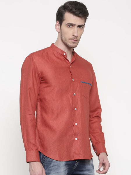 Linen Orange Classic Shirt - MM0670