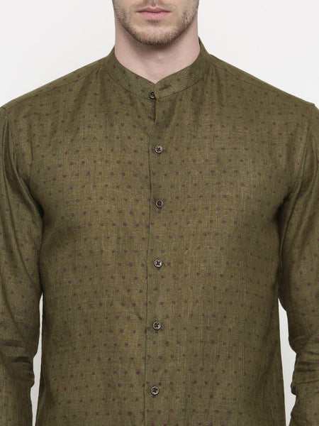 Dark Green Linen Shirt- MM0684