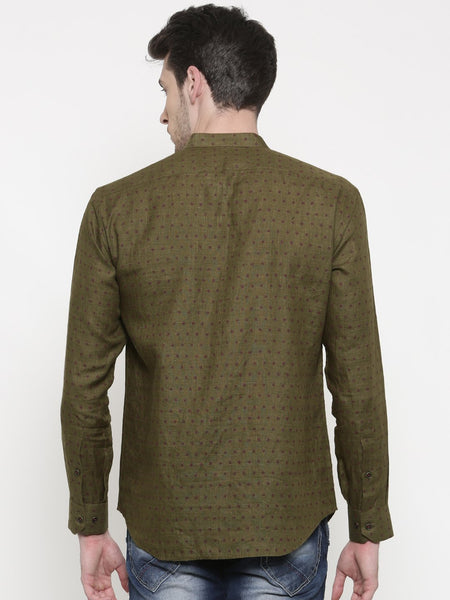 Dark Green Linen Shirt- MM0684