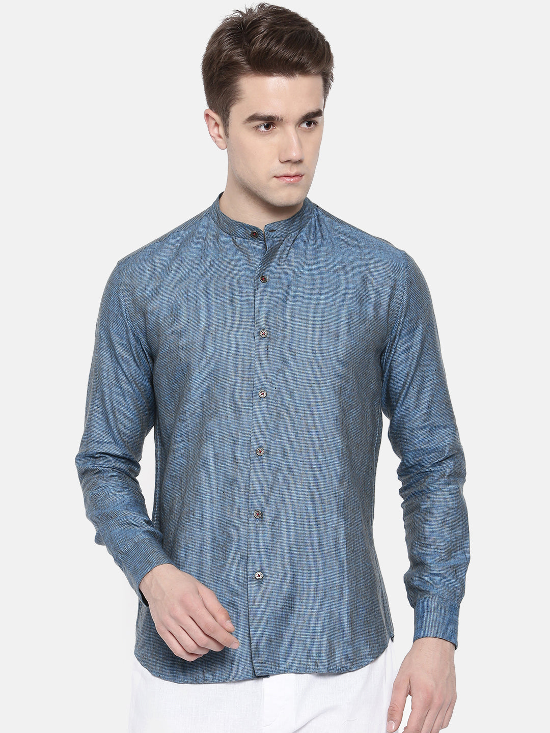 Blue Chex Linen Shirt - MM0708