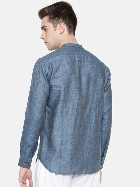 Blue Chex Linen Shirt - MM0708