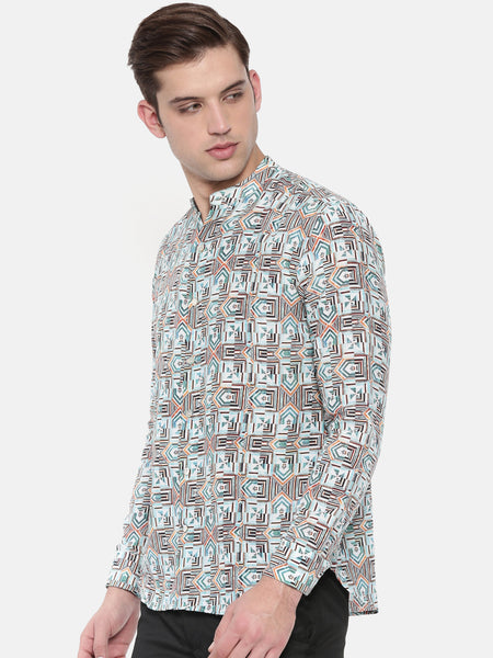 Geometric Printed Linen Shirt - MM0713