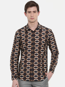 Printed Retro Brown Shirt - MM0730