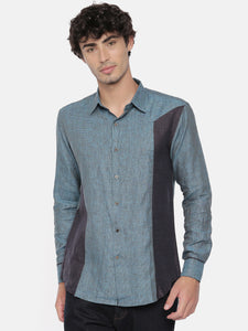 Linen Blue Patch Shirt - MM0779