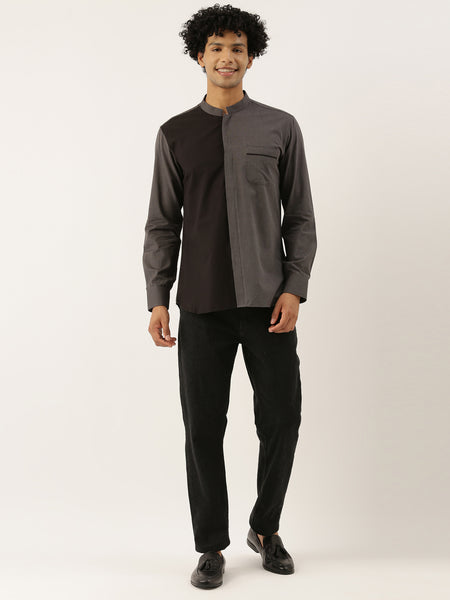 Black Grey Cotton Shirt - MM0785