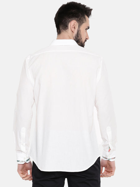 Cotton White Print Shirt - MM0811