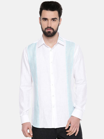 White Blue Linen Shirt - MM0812