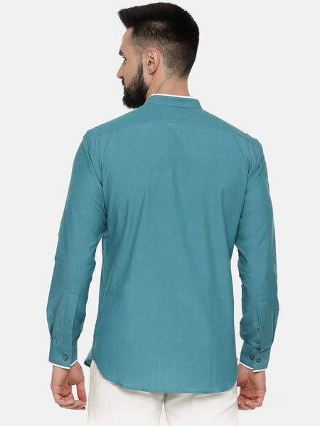 Aqua Blue Cotton Shirt - MM0818