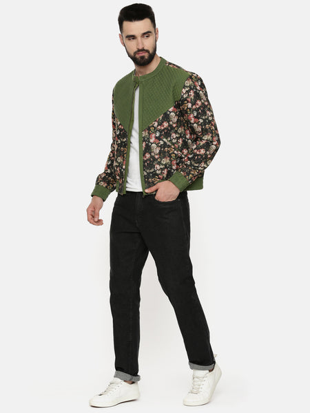 Linen Cotton Quilted Green Jacket - MMBJ017