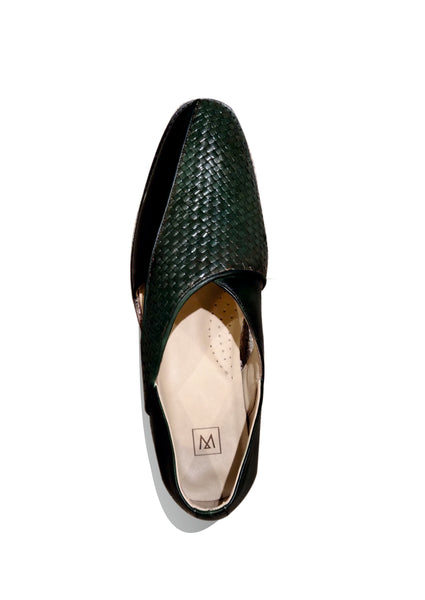 Braided Green Leather Sandles - MMFT001