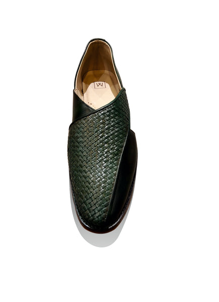 Braided Green Leather Sandles - MMFT001
