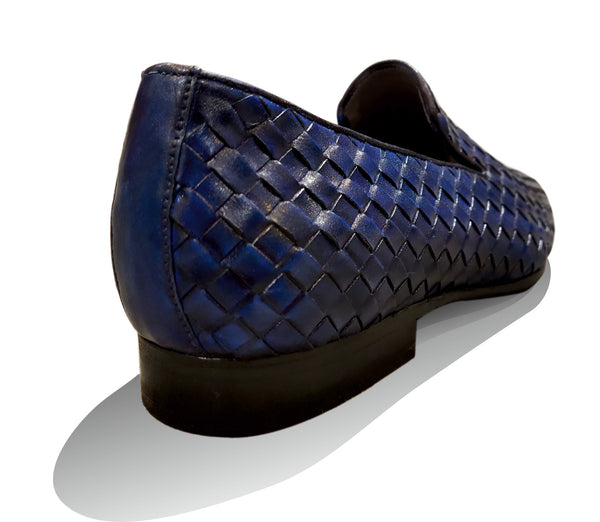 Braided Blue Leather Shoes - MMFT002