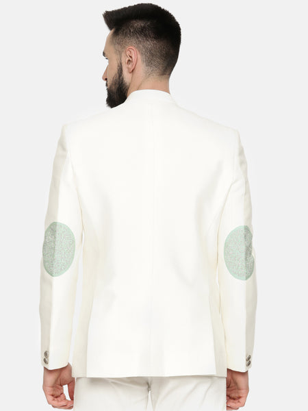 Ivory Green Embroidered Jacket - MMJ0148